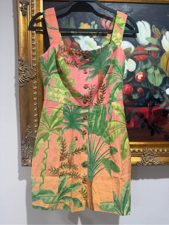 FARM Rio Dresses & Skirts - FARM Rio Peach and Green Tropical Print Dress